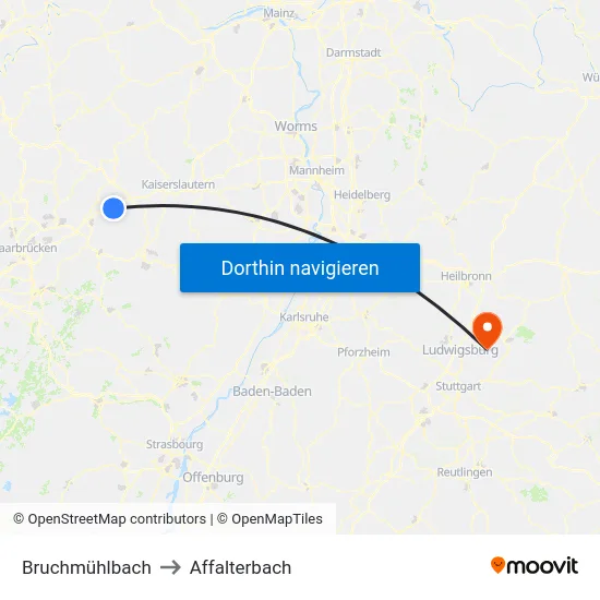 Bruchmühlbach to Affalterbach map
