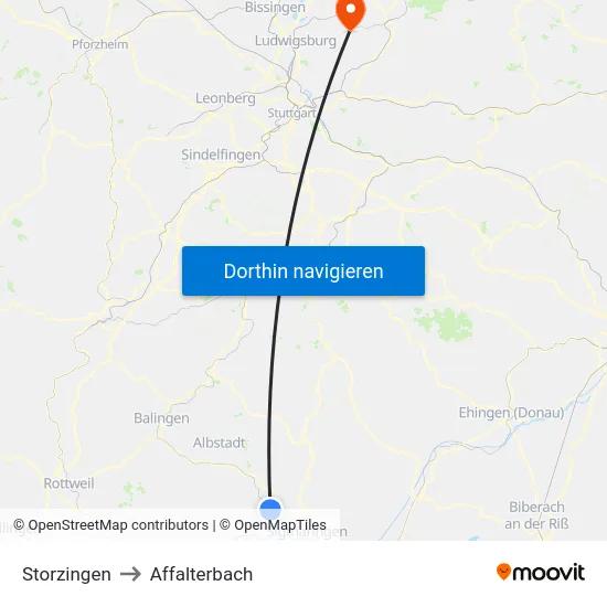 Storzingen to Affalterbach map