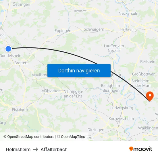 Helmsheim to Affalterbach map