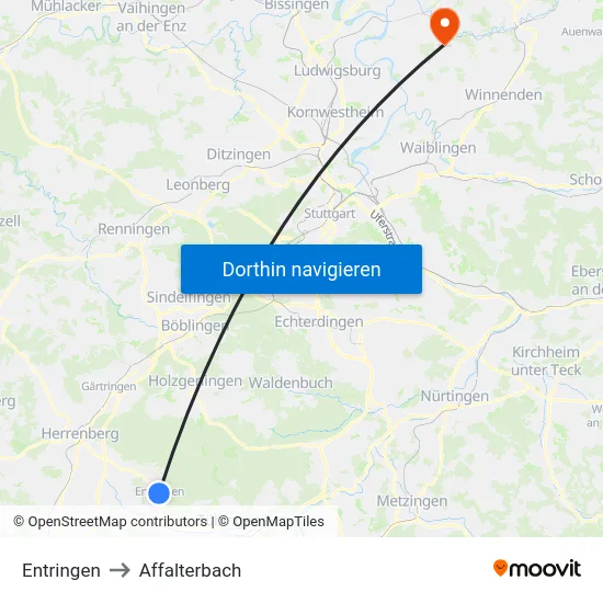 Entringen to Affalterbach map