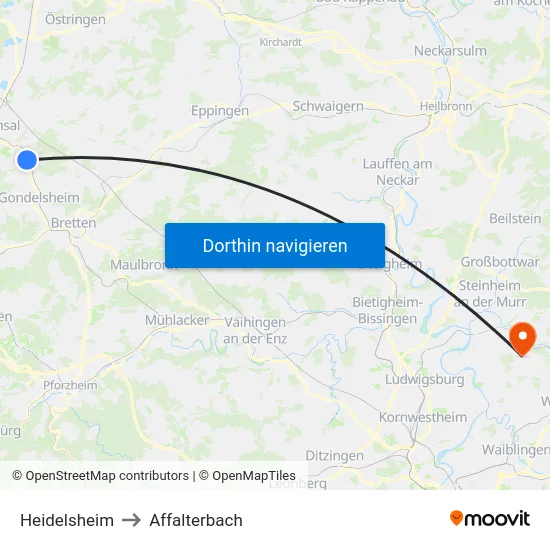 Heidelsheim to Affalterbach map