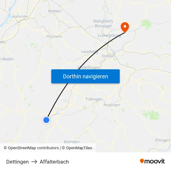 Dettingen to Affalterbach map