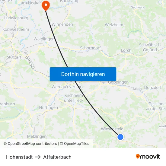 Hohenstadt to Affalterbach map