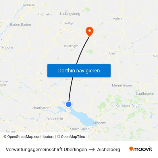 Verwaltungsgemeinschaft Überlingen to Aichelberg map