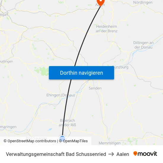 Verwaltungsgemeinschaft Bad Schussenried to Aalen map
