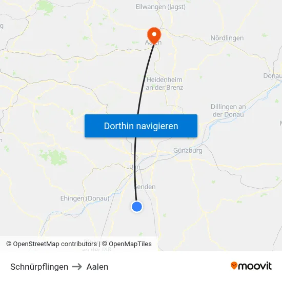 Schnürpflingen to Aalen map