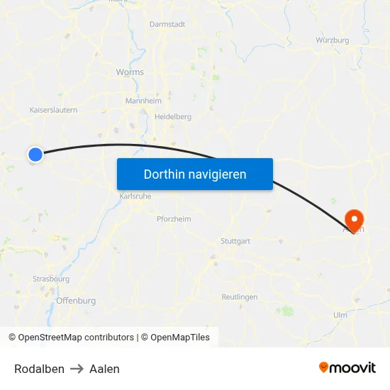 Rodalben to Aalen map