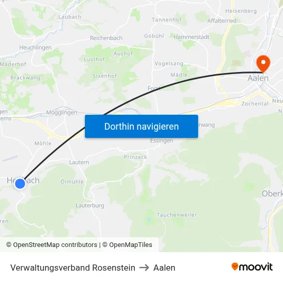 Verwaltungsverband Rosenstein to Aalen map