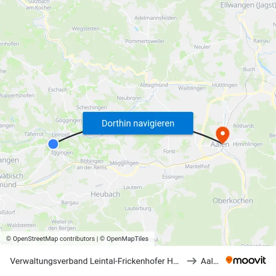Verwaltungsverband Leintal-Frickenhofer Höhe to Aalen map