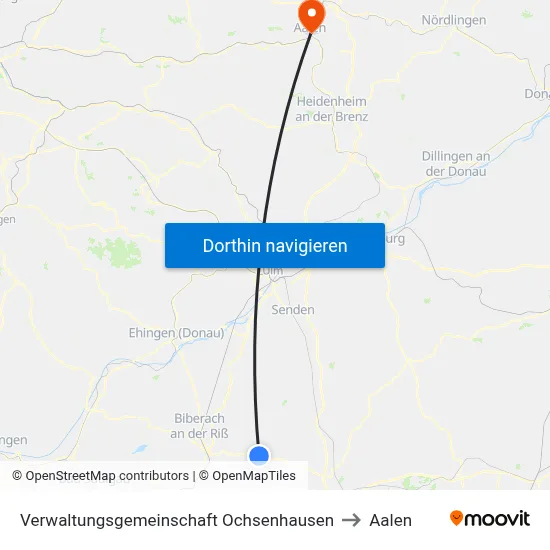 Verwaltungsgemeinschaft Ochsenhausen to Aalen map