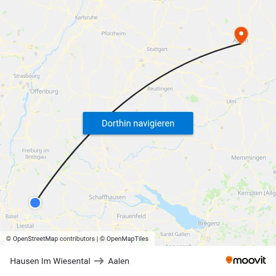 Hausen Im Wiesental to Aalen map