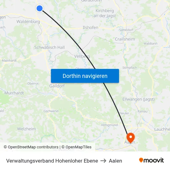 Verwaltungsverband Hohenloher Ebene to Aalen map