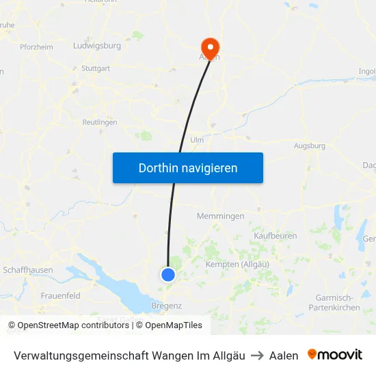 Verwaltungsgemeinschaft Wangen Im Allgäu to Aalen map