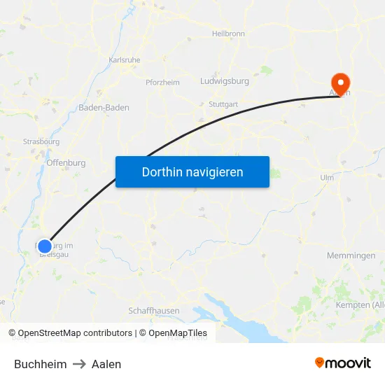 Buchheim to Aalen map