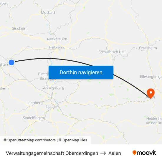 Verwaltungsgemeinschaft Oberderdingen to Aalen map