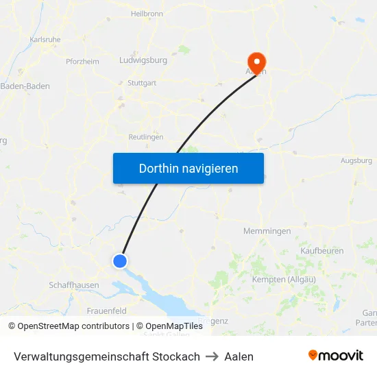 Verwaltungsgemeinschaft Stockach to Aalen map