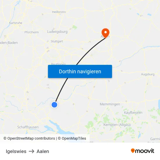Igelswies to Aalen map