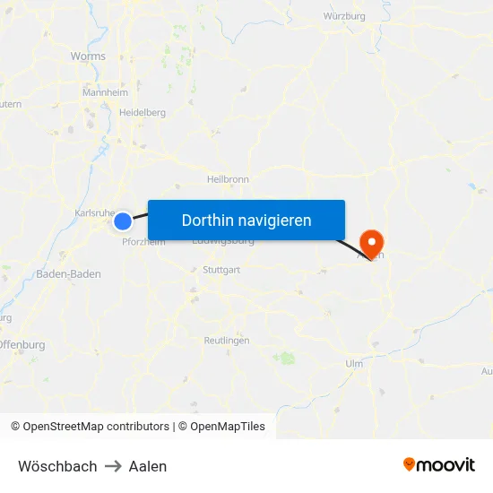 Wöschbach to Aalen map