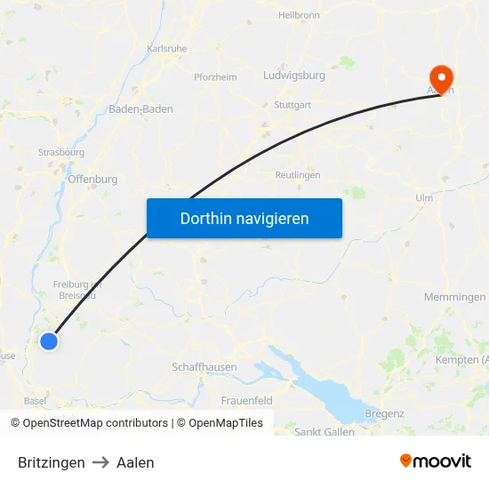 Britzingen to Aalen map