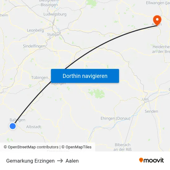 Gemarkung Erzingen to Aalen map