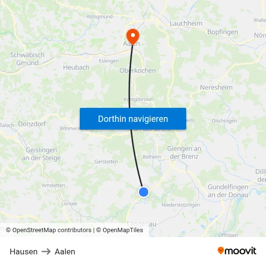 Hausen to Aalen map