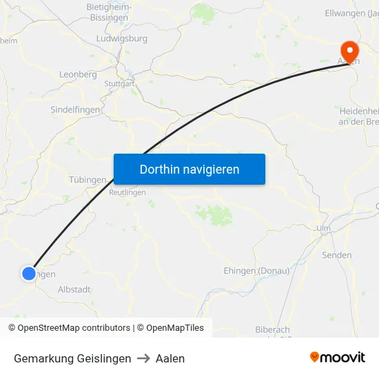 Gemarkung Geislingen to Aalen map