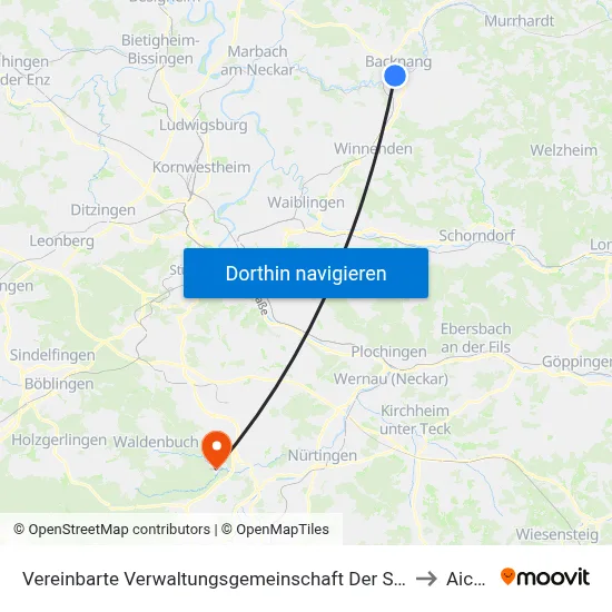 Vereinbarte Verwaltungsgemeinschaft Der Stadt Backnang to Aichtal map