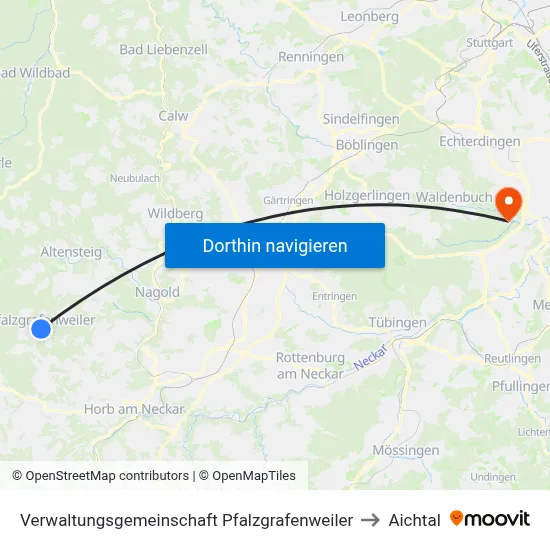 Verwaltungsgemeinschaft Pfalzgrafenweiler to Aichtal map