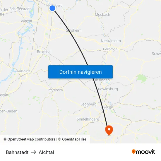 Bahnstadt to Aichtal map