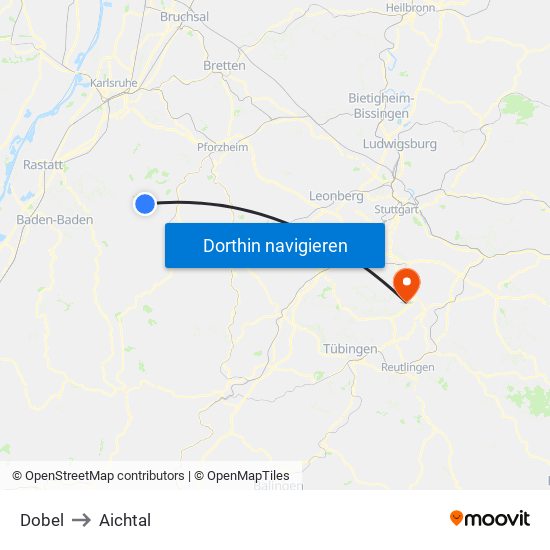 Dobel to Aichtal map