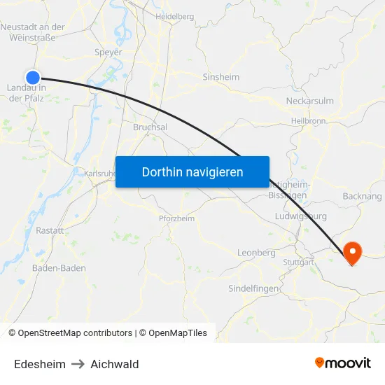 Edesheim to Aichwald map