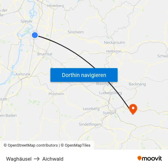 Waghäusel to Aichwald map