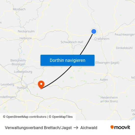 Verwaltungsverband Brettach/Jagst to Aichwald map