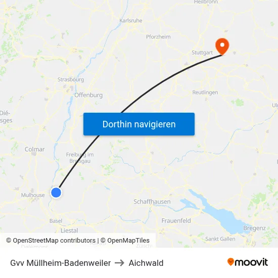 Gvv Müllheim-Badenweiler to Aichwald map