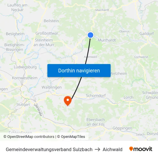 Gemeindeverwaltungsverband Sulzbach to Aichwald map