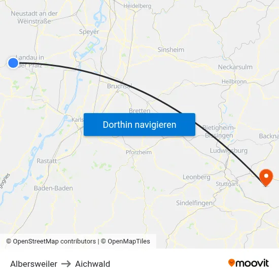 Albersweiler to Aichwald map