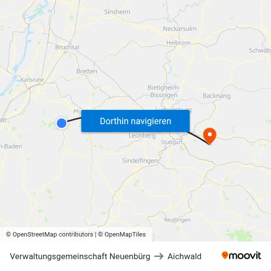 Verwaltungsgemeinschaft Neuenbürg to Aichwald map