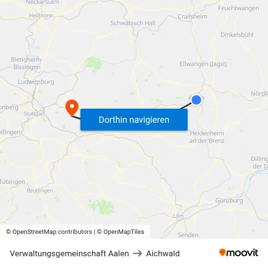 Verwaltungsgemeinschaft Aalen to Aichwald map