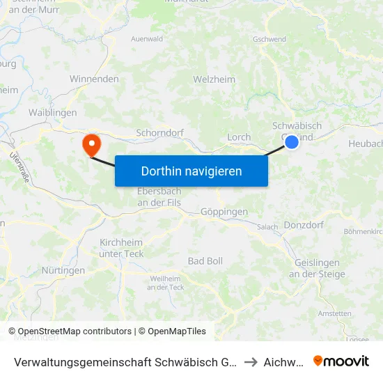 Verwaltungsgemeinschaft Schwäbisch Gmünd to Aichwald map