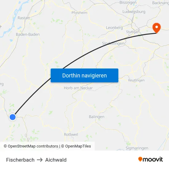 Fischerbach to Aichwald map