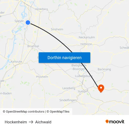 Hockenheim to Aichwald map