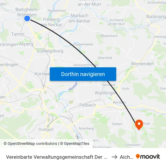 Vereinbarte Verwaltungsgemeinschaft Der Stadt Bietigheim-Bissingen to Aichwald map