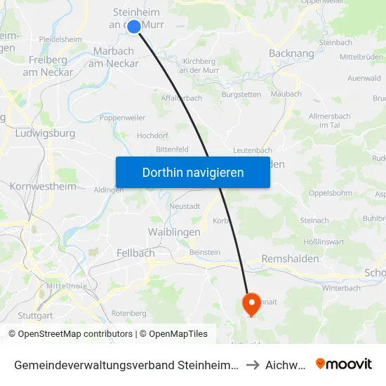 Gemeindeverwaltungsverband Steinheim-Murr to Aichwald map