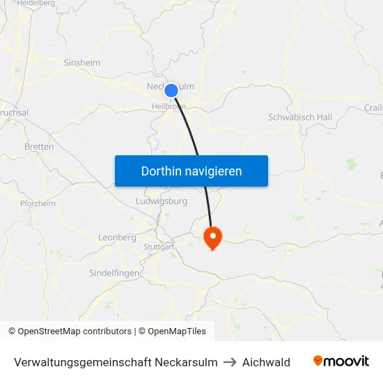 Verwaltungsgemeinschaft Neckarsulm to Aichwald map