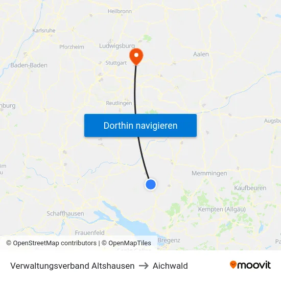 Verwaltungsverband Altshausen to Aichwald map