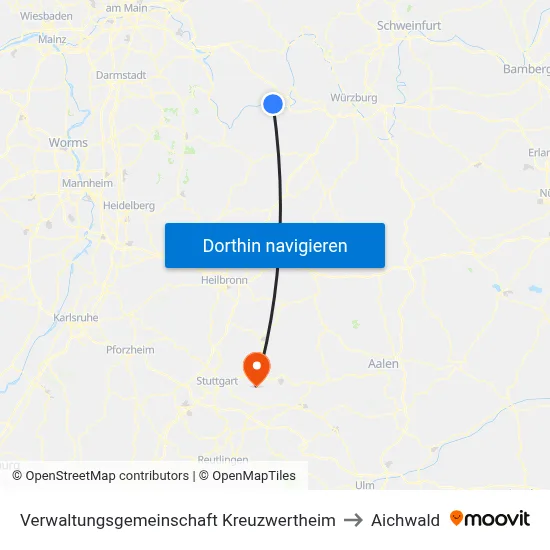 Verwaltungsgemeinschaft Kreuzwertheim to Aichwald map