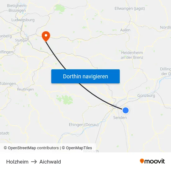Holzheim to Aichwald map