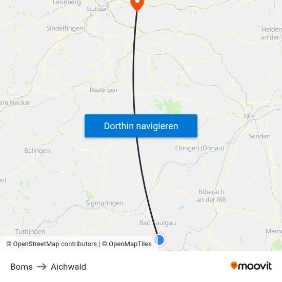Boms to Aichwald map