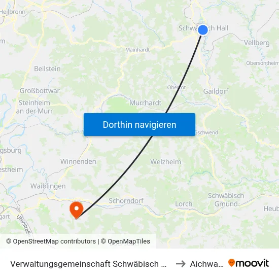 Verwaltungsgemeinschaft Schwäbisch Hall to Aichwald map