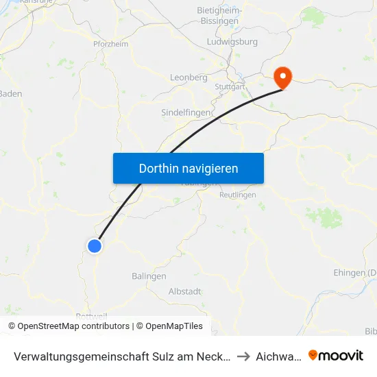 Verwaltungsgemeinschaft Sulz am Neckar to Aichwald map